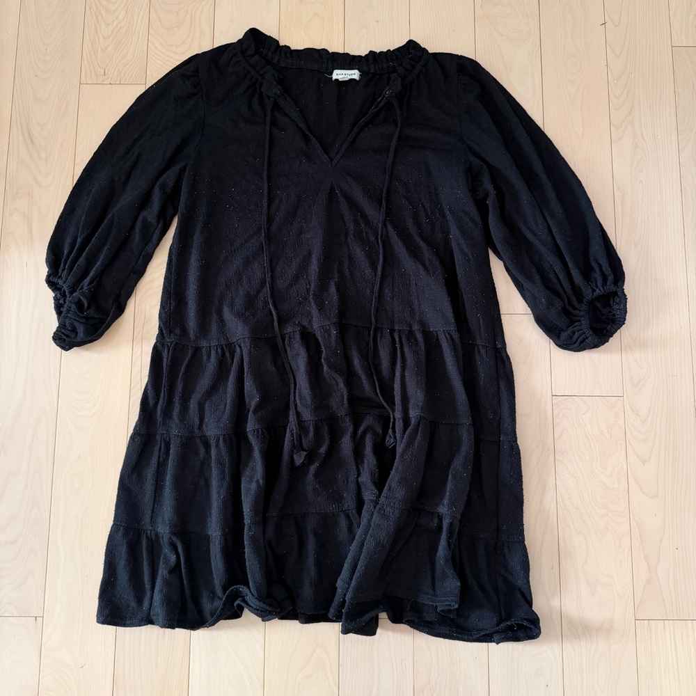Max Studio Black Tiered Mini Dress